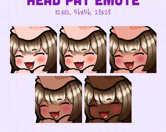 Brown Hair Chibi Girl Head Pat Emote For Twitch, Discord, YouTube