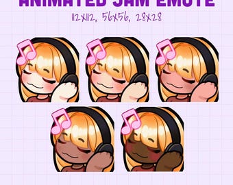 Blonde Hair Chibi Girl Jam Animated Emote for Twitch, Discord, or YouTube