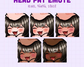 Black Hair Chibi Girl Head Pat Emote For Twitch, Discord, YouTube