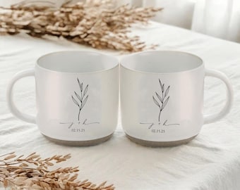 Personalisierte gravierte Verlobungs-Keramik-Becher.Jungvermählten-Keramik-Cup.Hochzeits-Geschenke für Paar, Hochzeitsfeier-Geschenk