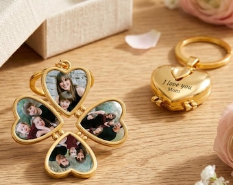 Custom Photo Heart Locket Keychain for Mom, , Personalized Picture Keychain, Photo Locket Gift, Mother’s Day Gift from Daughter,Gift for Mom