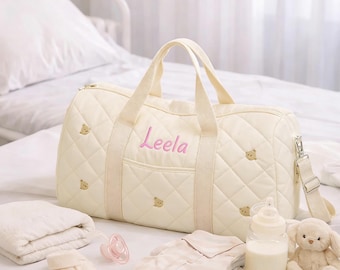 Borsa da ospedale personalizzata con nome per neonato – Borsa da viaggio personalizzata per mamma e bambino – Borsa da ospedale per neonato – Regalo per la prima mamma, regalo per la prima festa della mamma