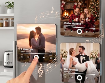 Custom Music Fridge Magnet, Personalized Photo & Music Fridge Magnet,Play Whole Song,Anniversary Gift for Couple,Christmas Gift for Him/Her