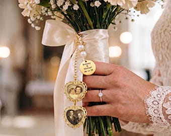 Personalized Wedding Photo Charm,Memorial Bridal Bouquet,Groom Memorial Pin,Wedding Memorial Gifts,Bridal Keepsake Gift