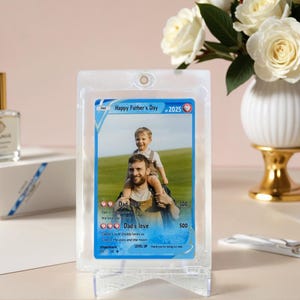 Personalized Father’s Day Gift for Dad-Custom Pokemon Card.Pokemon style acrylic ornaments.Funny Father's Day Cards.Gamer Dad Gift from Kids