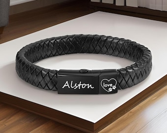 Personalized Urn Bracelet.Dog Ashes Leather Bracelet. Waterproof Custom Engraved.Can Store Pet Ashes and Hair,Pet Memorial Gift