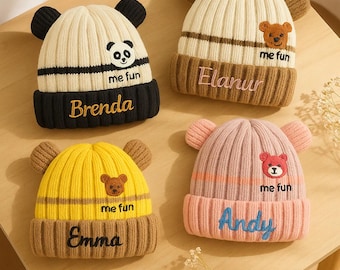 Personalized Kids Knit Beanie,Suitable for boys/girls knitted hats,Baby's first Christmas gift