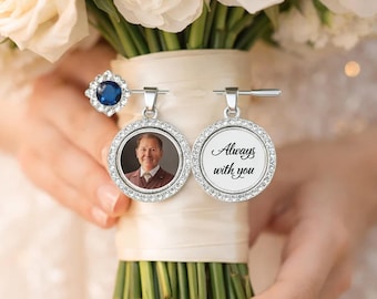 Bridal Bouquet Charm – Custom Photo Wedding Memorial Charm, In Memory Bouquet Pendant for Bride, Wedding Keepsake Gift