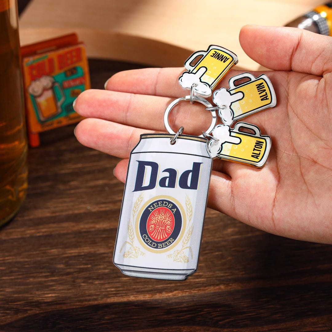 Personalized Funny Beer Keychain.custom Name Keyring.father's Day Gift ...