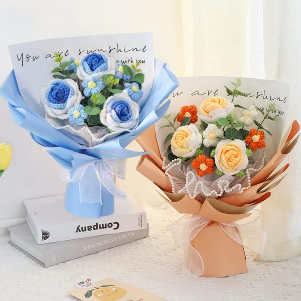 Handgemachte häkeln Rose Blume Bouquet.Crochet Blume Bouquet.Crochet Rose.Muttertag Geschenke.Für immer Blumenstrauß Geschenk für Mama, Geschenk von Tochter