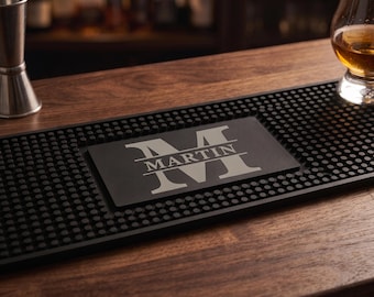 Custom Bar Mat with Name Personalized Whiskey Bar Mat Rubber Bartender Mat Home Bar Decor Gift for Dad Husband