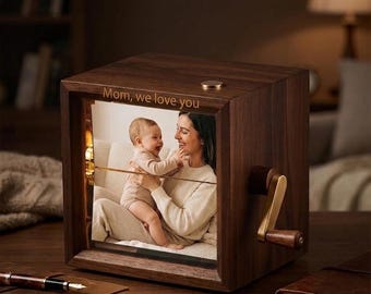 Caja de fotos animada personalizada, caja de madera personalizada con luz para guardar recuerdos, regalo creativo para el Día de la Madre, regalo para mamá primeriza
