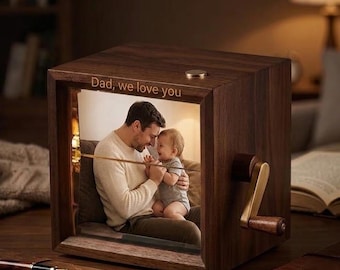 Personalized Photo Flipbook Animation Box ,Custom Photo Flip Box with Light Keepsake, Creative Father's Day Gift for Husband,New Dad Gift