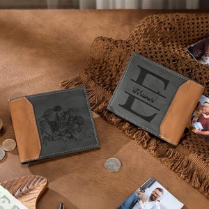 Cartera de cuero personalizada para el Día del Padre. Cartera con nombre grabado. La mejor cartera para papá. Regalos para el Día del Padre. Regalos para hijas e hijos.