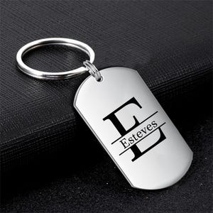 パーソナライズされたお父さん用キーホルダー。カスタム写真キーホルダー。ステンレススチール製キーホルダー。イニシャル刻印キーホルダー。車のキー用キーホルダー。お父さん用キーホルダー