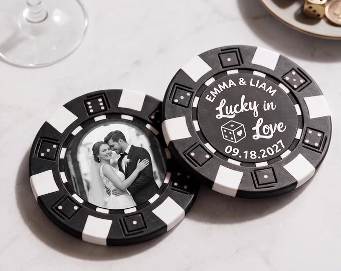 Custom Photo Wedding Poker Chips, Wedding Favor, Vegas Theme Wedding Tokens,Engagement Keepsake, Anniversary Gift for Him/Her