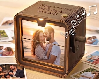 Personalized Photo Flipbook Animation Box with Music.Custom 8-16 Picture Album,Family Photo Gifts.Creative Anniversary Gifts for Him/Her