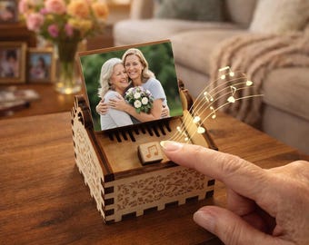 Personalized Custom Song & Photo Wooden Music Box,Keepsake Voice Record gift,The entire song can be played.Mother's Day Gift,Gift for Mummy