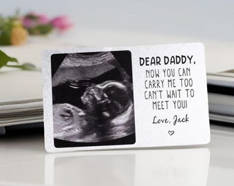 New Dad Gifts-Custom Metal Ultrasound Photo Wallet Card.Wallet Insert Card,Ultrasound Card gift.,New Baby Sonogram Gift