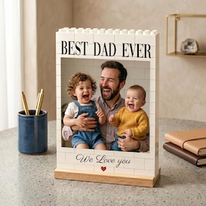 Anpassad fotobyggkloss: Personligt pappapussel med bildkloss, fars dag-present till pappa från barn, pappas födelsedagspresent, present till make