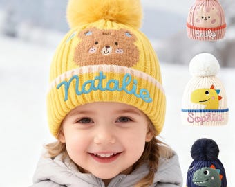 Embroidered baby crochet beanie hats,Baby beanies with name,Winter hat for baby and toddler,xmas Gift for Baby