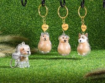 Dog Fur Memorial Keychain,Personalized Pet Hair Keepsake Key Ring,Store Cat, Dog, Hair keychains,Pet Memorial Gift