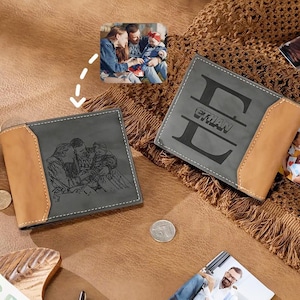 Cartera de cuero con foto personalizada para papá. Cartera para hombre. Cartera con foto personalizada. Regalos para hijo, hija o esposa. El mejor regalo para el Día del Padre.
