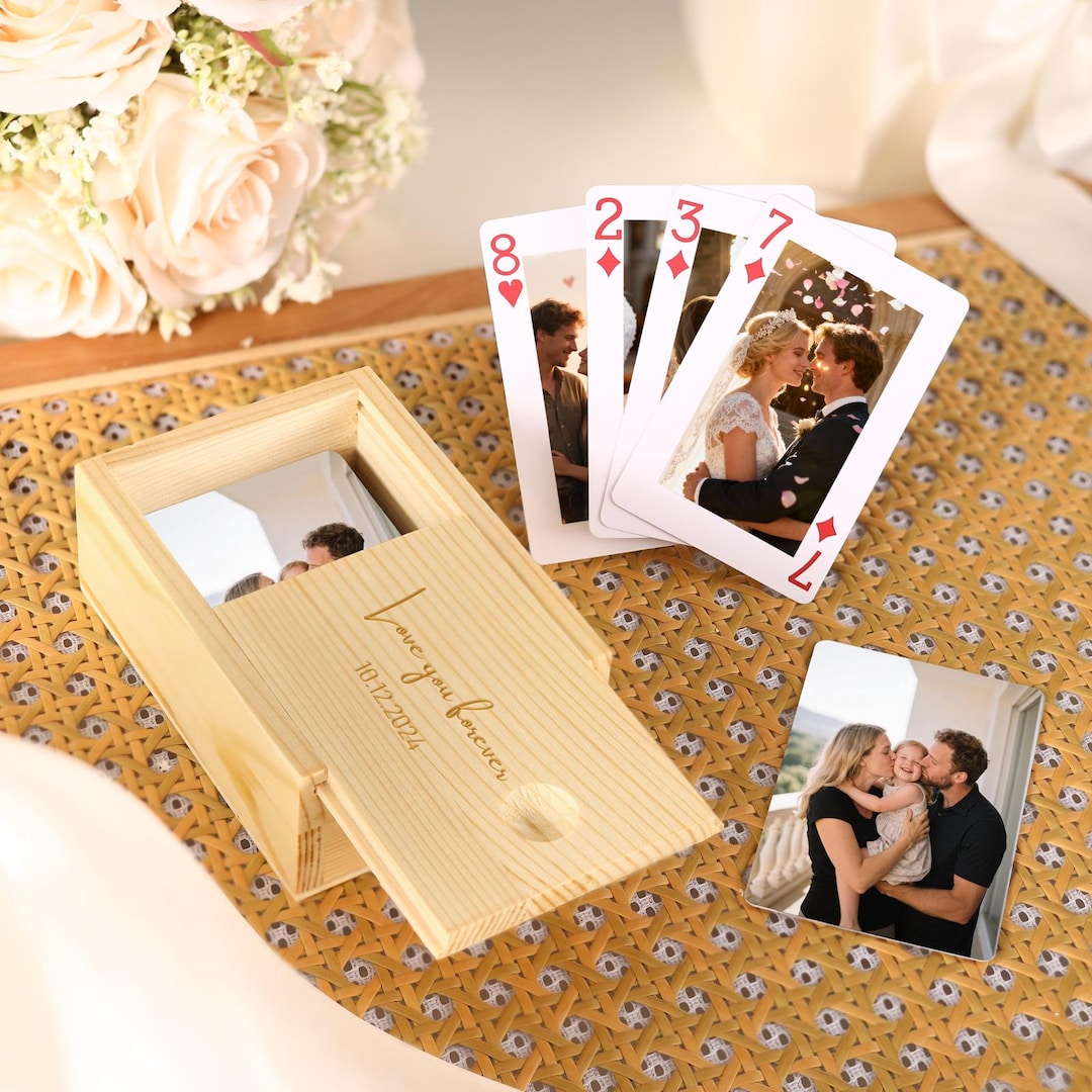 Custom Photo Playing Cards With Personalized Box – Wedding Gift ...