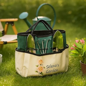 Personalized Gardening Bag and Tools for Mom/grandma. Custom birth flower & name Gardening Gifts