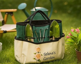 Personalized Gardening Bag and Tools for Mom/grandma. Custom birth flower & name Gardening Gifts