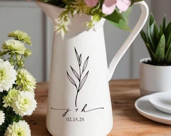 Custom Engagement Gifts Flower Vase,Wedding Vase Gift,Ceramic Flower Vase for Wedding,Gift for Newlyweds,Wedding Anniversary Gift for Couple