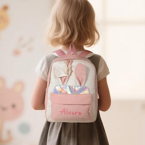 Sac à dos personnalisé avec oreilles de lapin pour enfants. Sac à dos personnalisé pour enfants. Sac à dos pour tout-petits. Sacs à dos pour garçons et filles. Cadeaux de la rentrée