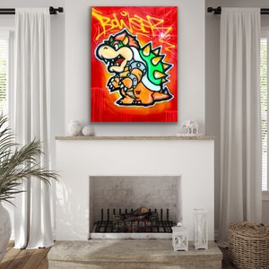 Bowser - Dipinto originale di Mario di carta fatto a mano al 100%.