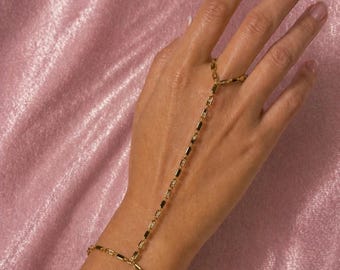 18k Gold Plated Italian Inspired Hand-Chain with CC Diamonds