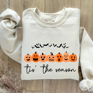 Is The Season Halloween Sweatshirt, Halloween Sweatshirt, Spooky Season, Coffee Shirt, Halloween Pumkin Face Design Shirt, Halloween Gift