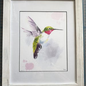 Watercolor Hummingbird Print 14x11