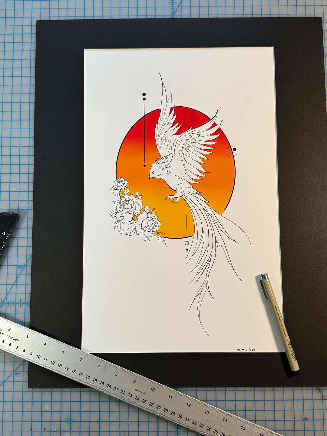 Phoenix Rising Art Print – Signed Tattoo Illustration, 16x20 Matted - Etsy