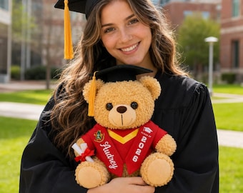Personalized Graduation Teddy Bear, Custom Name Grad Plush Gift, Class of 2026 Graduation Keepsake, Custom Stuffed Animal Gift for Her & Him