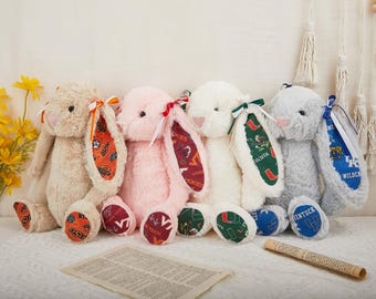 Personalized School Graduation Bunny | Custom Embroidered College Grad Bunny Plush | 2026 Grad Keepsake Gift