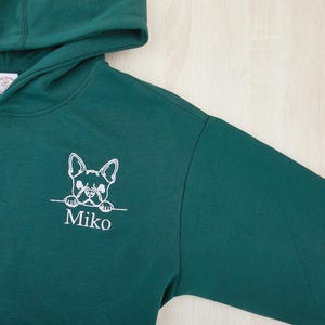 Sudadera con cara y nombre de mascota bordados, sudadera bordada personalizada para mascotas, sudadera bordada con texto personalizado mínimo, sudadera bordada para mascotas