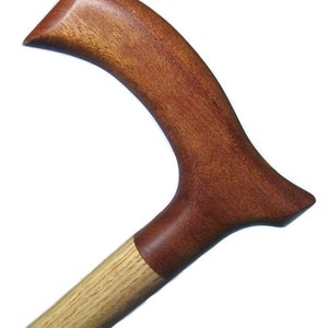White Oak Walking Cane with Handle of Sapele/Hand cut Spiraling/Comfortable Handle/Strong and Stout Cane
