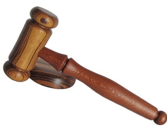 Gavel and Sounding Block/Zebrawood and Leopardwood/Law Student/Law Graduation/Retirement Gift/Lawyer Gift/Auctioneer Gavel/Exotic Wood Gavel