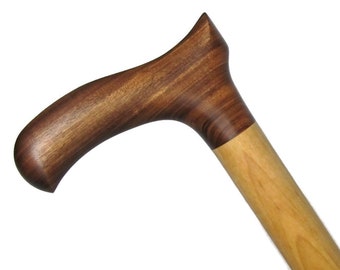 Walking Cane/Hard Maple and Cebil with Cherry Inlay/Large Man Cane/Gentlemans Cane/Very Strong Cane/Thick Stock/Thick Handle