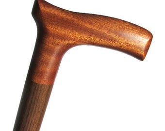 Walnut and African Mahogany Walking Cane