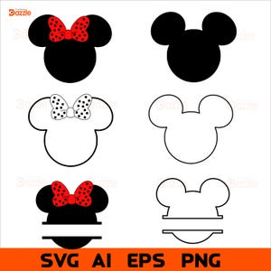 Mickey and Minnie Inspired SVG Bundle | Disneyland Shirt SVG | Disneyland Cricut SVG File | Mickey Minnie Mouse Outline | Lasercut Engraving