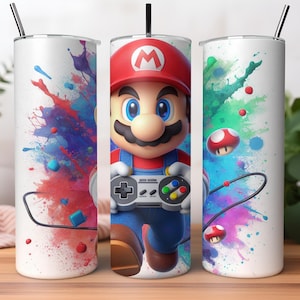 2 Super Mario Tumbler Wrap Bundle, Super Mario Brothers 20oz Skinny Tumbler Wrap, 20 oz Tumbler Png Sublimacja Design, Natychmiastowe Pobieranie
