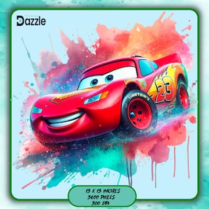 Lightning McQueen Cars Splash and Watercolor Digital design PNG file for sublimation - High Resolution -Instant Digital PNG Download