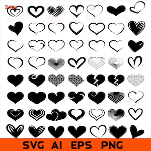 Heart Outline Svg Heart ClipArt Valentine Eps, Sublimation Designs, Cut Files For Cricut, Silhouette, DXF, Hand Drawn Heart Svg Vector