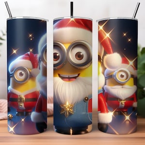 Envoltorio para vaso navideño de Minion / Envoltorio para vaso delgado de 20 oz / Diseño de sublimación PNG / Plantilla de diseños de descarga instantánea digital 300 dpi