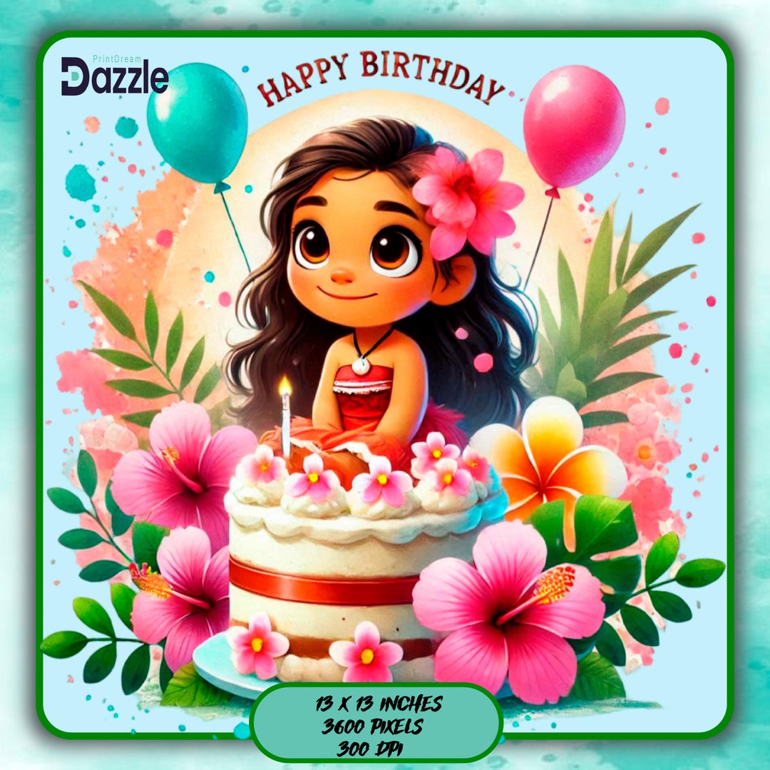 Moana Birthday Watercolor Splash, Clipart Images, Graphics and Artwork ...